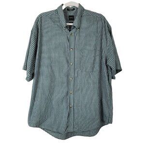 ARROW Men's Casual Button Down Shirt Sz Lg 16-16 1/2 Wrinkle Free Green Plaid